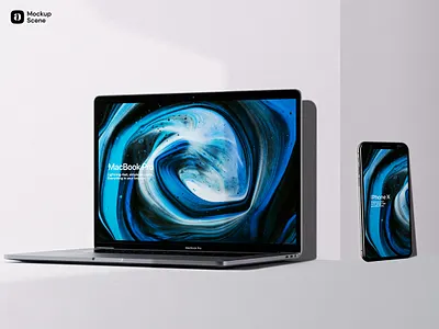 MacBook and iPhone X Mockup Scene app apple branding design device inspiration minimal mockup screen showcase ui ui design uiux ux web