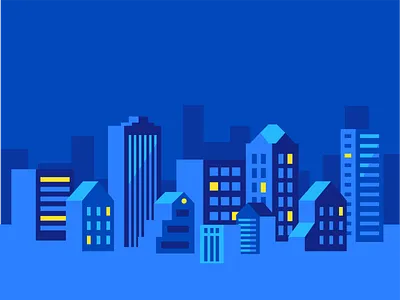 City Lights blue buildings city cityscape flat design hotels lights night register page row house skyline skyscrapers town website website illustration windows