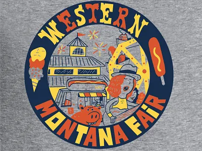 Fair Shirt digital fair ferriswheel fireworks gray happy hotdog icecream illustration josh quick missoula music orange song yellow