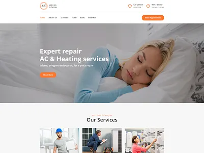 Aircon Air Conditioning Services Bootstrap 4 Template air air condition air supply bootstrap business carpentry clean company construction corporate heating heating services html5 modern responsive servic