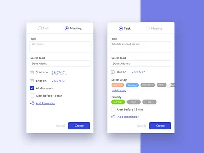 Create Task Component appointment component crm design system meeting sales tag task management task manager todo