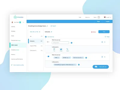 Q&A Chatbot blue blue and white chatbot dashboad dashboard dashboard design dashboard ui design faq flat qa ui uidesign ux ux ui ux design website