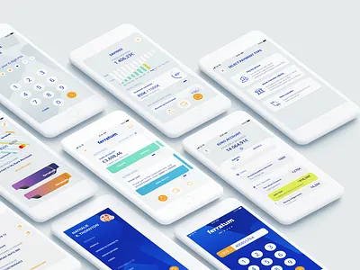 Ferratum Prime account transaction banking app cash ferratum finance app flat design mobile app pastel color payment personal finance management saving account ui