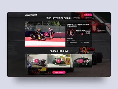 Latestcrash Web Design & Concept brand identity data design digital f1 flat formula 1 formula one identity menu motorsport racing red bull statistics ui ux video web web concept web design