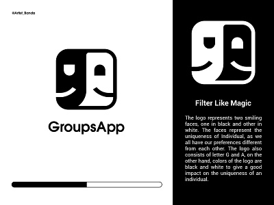 Facebook Supporting App Logo app logo black and white branding concept design facebook faces filter identity illustrator individuality instagram logo logotype magic new opposite portfolio ui ux