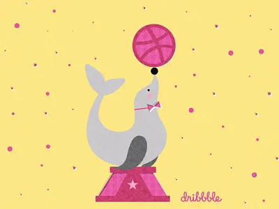 Circus Seal - yellow animal circus dribbble invite dribbble invites dribbbleinvitation fun illustration illustrator pink seal vector vintage yellow
