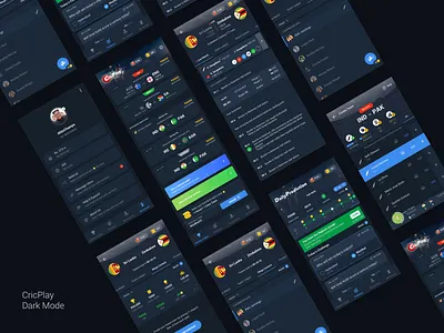 CricPlay - Dark Mode 🌚 app cricket cricplay dark mode design typography ui ux vector web