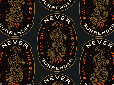 NEVER SURRENDER apparel badge branding clothing brand design fashion flower geometric illustration line lineart lion logo love minimal monoline romance t shirt tiger