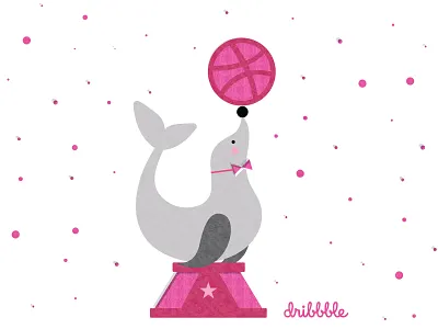 Circus seal circus colors dribbble invitation dribbble invite fun illustration pink seal