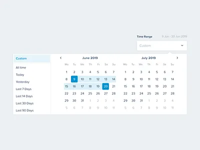 Custom Timerange UI Datepicker calendar custom dailyui dashboard date datepicker designsystem product productdesign productdesigner ui uikit uiux ux