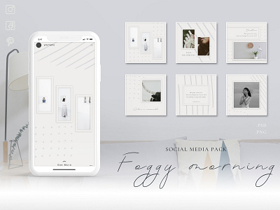 Foggy morning - Social Media Pack banner blog design facebook handmade graphics instagram instagram post instagram stories instagram template photoshop social media template