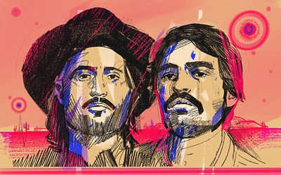 Hermanos Gutiérrez character hermanos gutiérrez musical band illustrated illustrated portrait illustration illustrator music people portrait portrait illustration procreate rocknroll