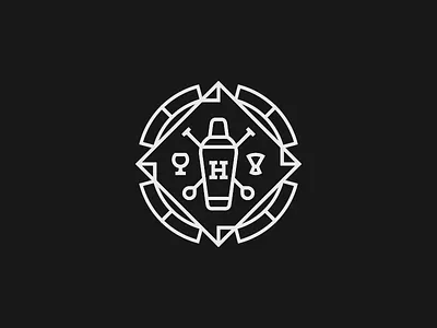 H*** academy academy bar branding cocktail cognac design icon illustration logo mark mixology round unused vector