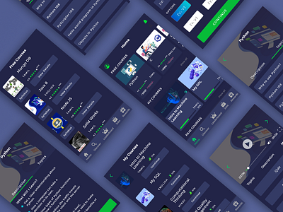 E-Learning App Dark UI app color courses dark theme dark ui design gradiant mobile app ui ux