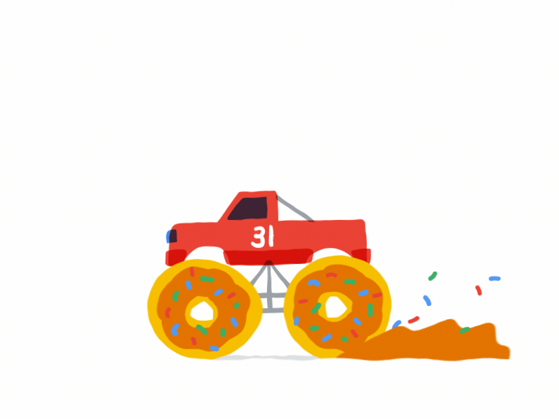 Donut Monster Truck 2d 2danimation after effects aftereffects animated gif animation behind the scenes bts donut doodle for google gif gif animated google monster truck motion motion design motion designer motion graphics process truck