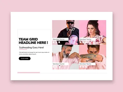 Team Grid Template Block blocks design elementor elementor pro grid layout guadalajara interface mexico pink ui ux