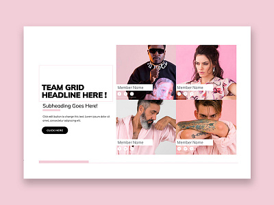 Team Grid Template Block blocks design elementor elementor pro grid layout guadalajara interface mexico pink ui ux