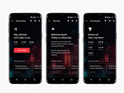 Running app Concept android app ui