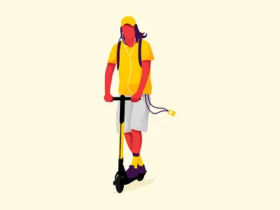 Scooter app illustraion mobile mobility scooter ui ux yellow
