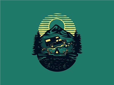 Scenic Camper Apparel Graphic apparel badge camper camping fire graphic mountain nature new england new hampshire outdoors tree truck