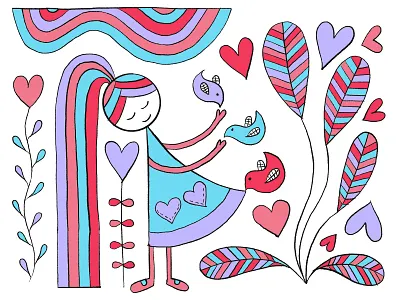 Rainbow World Cinderella adobesketch hand drawn illustration ipadproart rainbows