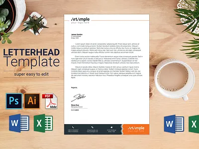 Modern letterhead template a4 clean illustrator letter pad letterhead minimal modern photoshop simple template