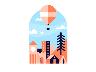 Just Drifting city hot air balloon illustration illustrator skyline