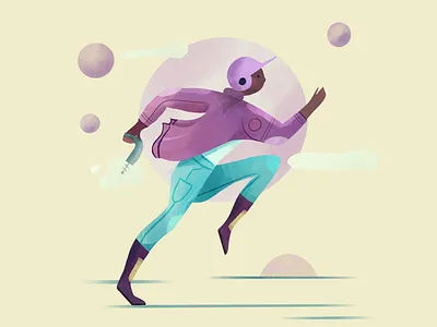 Space Cadet - Illustration dynamic figure illustration man procreate running space texture