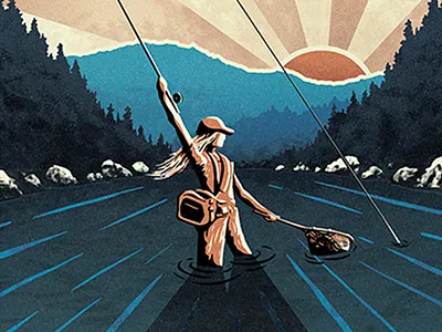 The Book of Mo advertising art film film poster fishing fly fishing illustration illustrator marketing mountains movie photoshop poster poster art poster design poster designer procreate render river trout