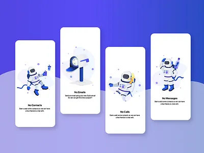 Astronaut Empty States app art astronaut astronauts branding design empty state empty states flat floating elements graphic graphic art identity illustration phone app ui ux vector