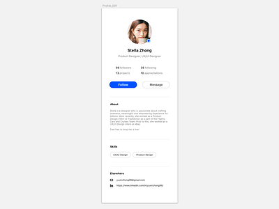 Daily UI 006_Profile design ui ux web website
