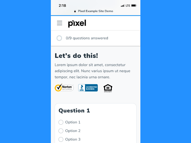 Mobile Quick Form animated decision tree donut flow form gif interaction mobile mobile app progress radio button
