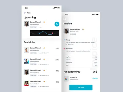 Your Rides & Invoice page app branding cab design driver invoice design mobile app design payment taxi app trips ui ux