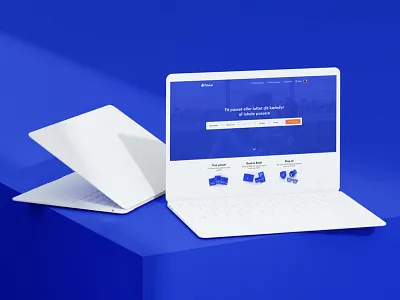 Frontpage of upcoming project blue branding care design illustration landing page macbook mockup orange pet sketch ui website