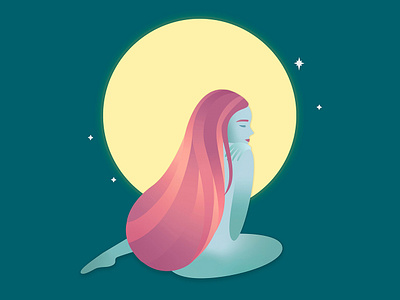 New Moon character character design cute female girl illustration illustration love moon moonlight night vector art vector illustration vectorart