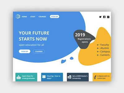 exploration for university homepage back 2 school concept design design exploration homepage landing landing page design ui uidesign university webdesign