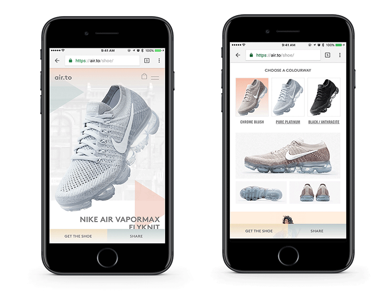 Air.to for Nike advertising air airy clean ui digital design fashion flyknit interaction interaction design mobile design nike shoes toronto ui uidesign ux ux design uxui vapormax web design