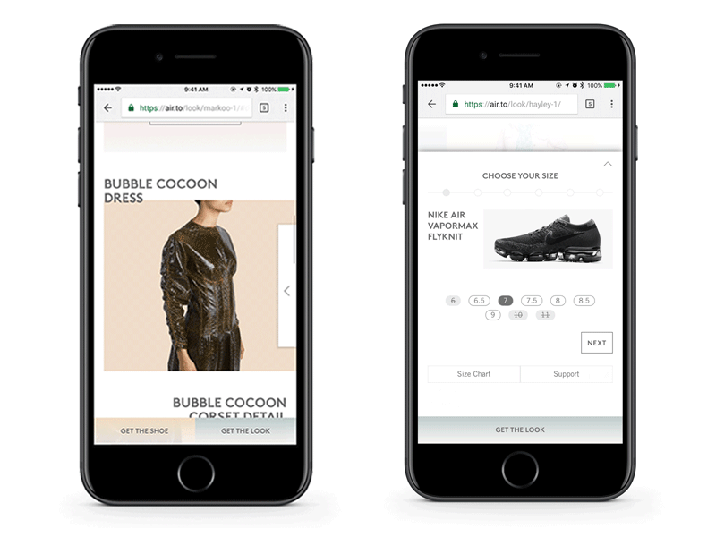 Air.to for Nike advertising air airy card clean ui digital design ecommerce fashion flyknit gesture interaction design mobile design nike progress stepper shoes shopping cart toronto ui design vapormax web design