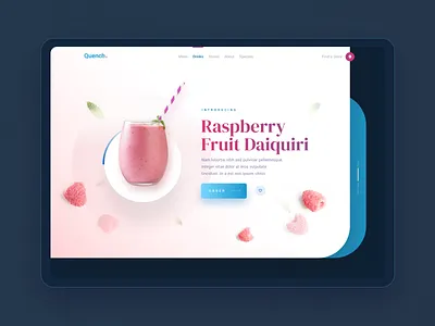 Quench! beverage blue brand branding clean design drink fruit interface liferay modern modular simple tropical typography ui ux web web design