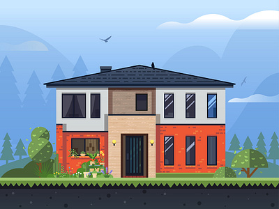 House-NO.4 architecture build house illustration plant