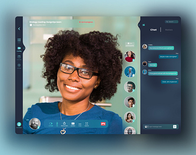 Video Conferencing Web App agenda app design blue chat conferencing figma glassmorphism gradient meeting mobile app product design remote work turquoise video video call video conference web app webinar zoom