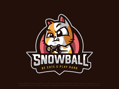 Snowball esport logo design adobe animal badge branding cat character cute design emblem esport game graphic graphicdesign illustration illustrator kitten logo mascot snowball vector