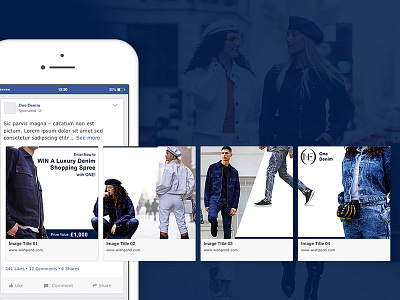 Carousel Ads for One Denim apparel blue campain carousel ads clean denim design facebook graphic design instagram simple social media ads square typography white
