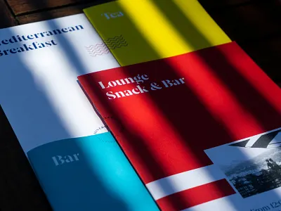 Four different menu for La Minervetta Maison brand branding design editorial editorial design editorial layout graphic identity menus print typography