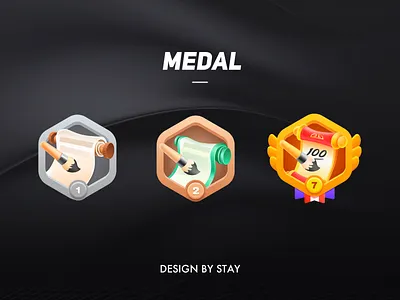 Learning medal education icon medal pen reel ui yellow