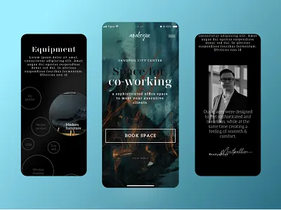 E-commerce | Co-working app app design co working dark mode e commerce elegant figma ios mobile app office space product design sophisticated ui design ux design