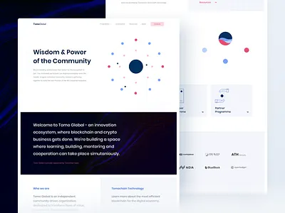 TomoGlobal abstract illustration blockchain website content delivery grid layout light interface minimal clean design platform design ui ux web design website illustration website landing page design