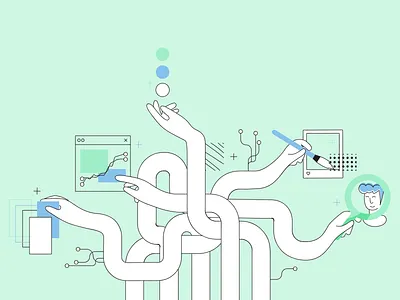 Machine Learning: 5 Uses for AI in HR ai automation banner blog header blog post clean design flat illustration machine learning marketing memphis minimal recruitment startup vector