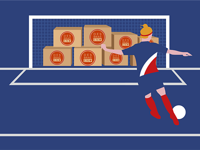 France women's soccer player advertise ball beautiful blue boxes color design flat girl goal graphic art hair illustration minimal vector vector art vintage