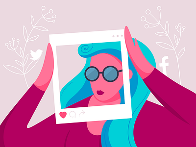 Social Media Illustration 2d anitamolnar article bannersnack blog blogpost character colorful facebook feminine flowers illustration marketing modern social network socialmedia twitter woman